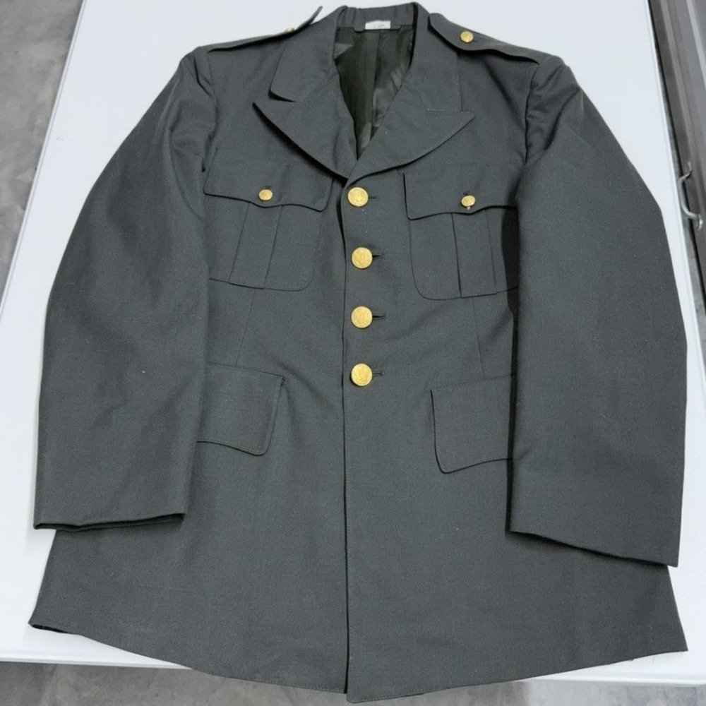 US Army AG-489 Dress Green Service Uniform Jacket Coat 40S Military Issue Mens